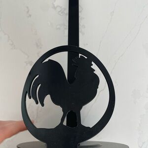 Farmhouse Rooster Paper Towel Holder- 12.5” tall- Black metal